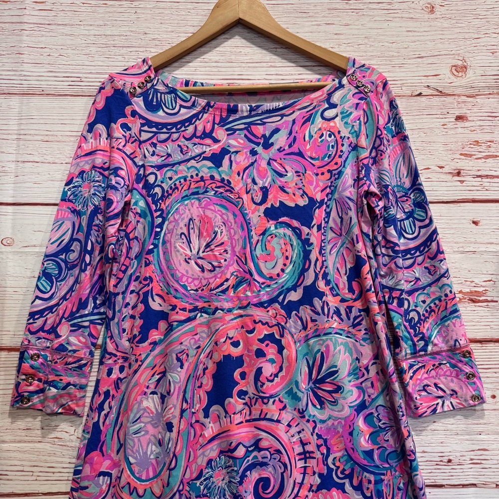Lilly Pulitzer UPF 50+ Sophie Dress in Blue Currant Drop Me A Lime Sz M - Picture 7 of 15